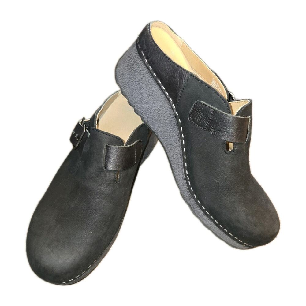 Dansko CAIA Black Nubuck Mule Clog Slip On EU 39 US 8.5-9 Boho